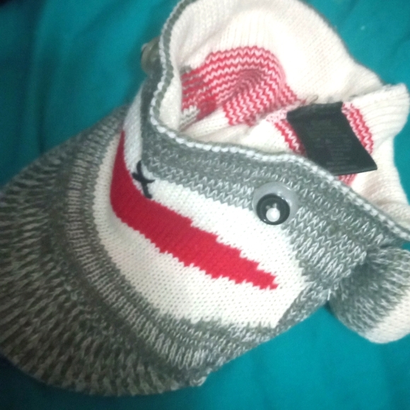 D&Y SockMonkey Beanie Hat Visor Combo One Size Fits Most Unisex 100% Acrylic - Picture 2 of 6
